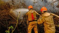 Corpo de Bombeiros combate incêndio em vegetação de Chapada dos Guimarães